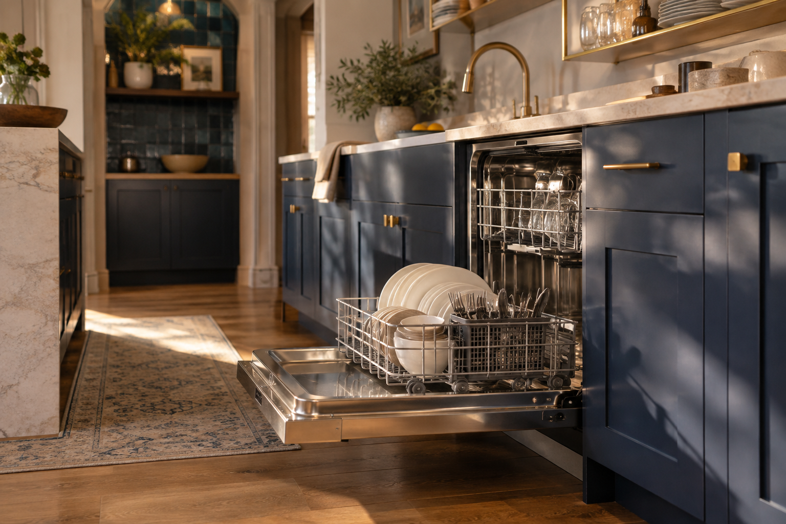 Illustrative Viking dishwasher in a residential kitchen — AI image for Sub-Zero Repair New Castle