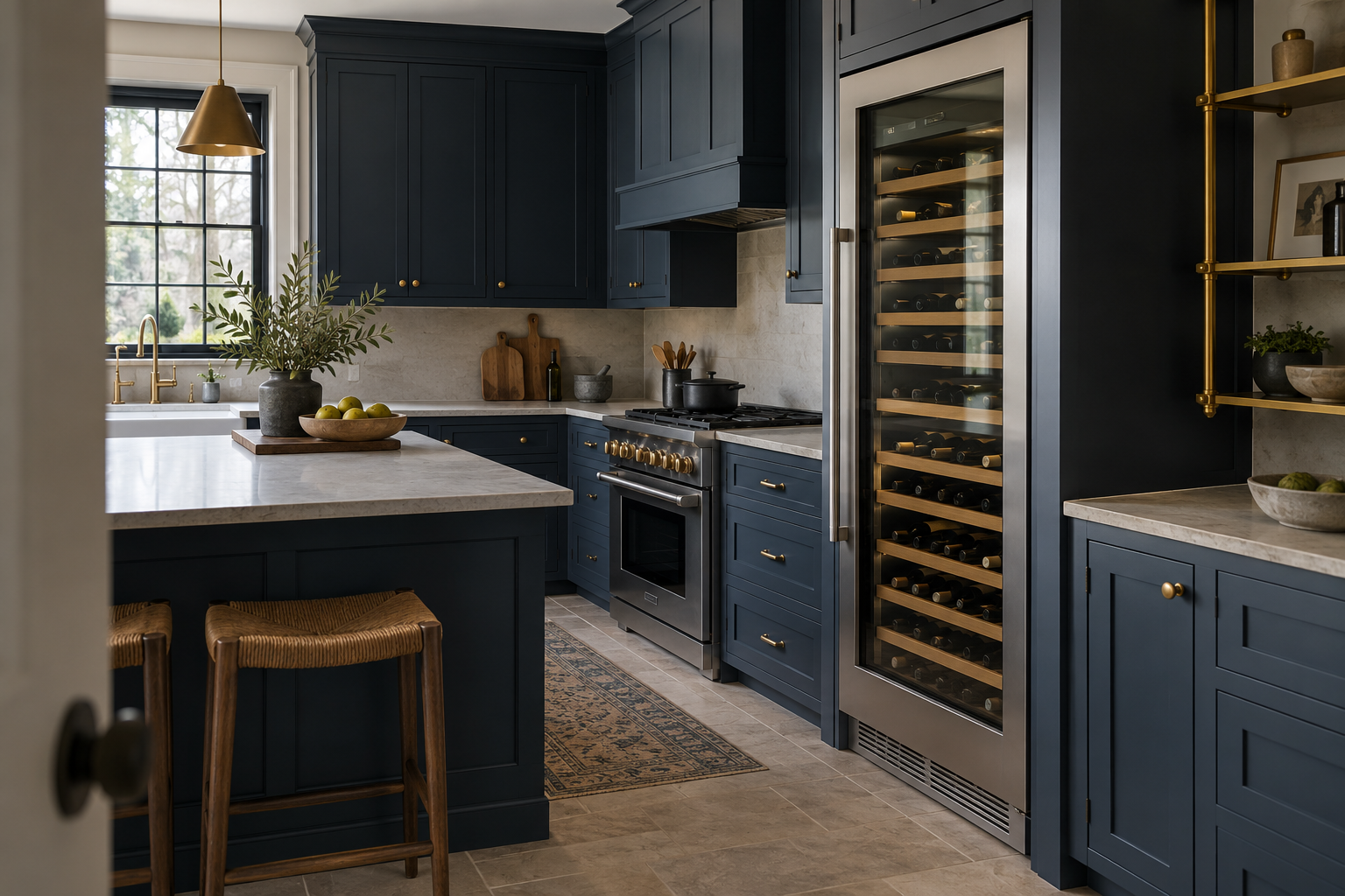 Illustrative Thermador wine cooler in a residential kitchen — AI image for Sub-Zero Repair New Castle