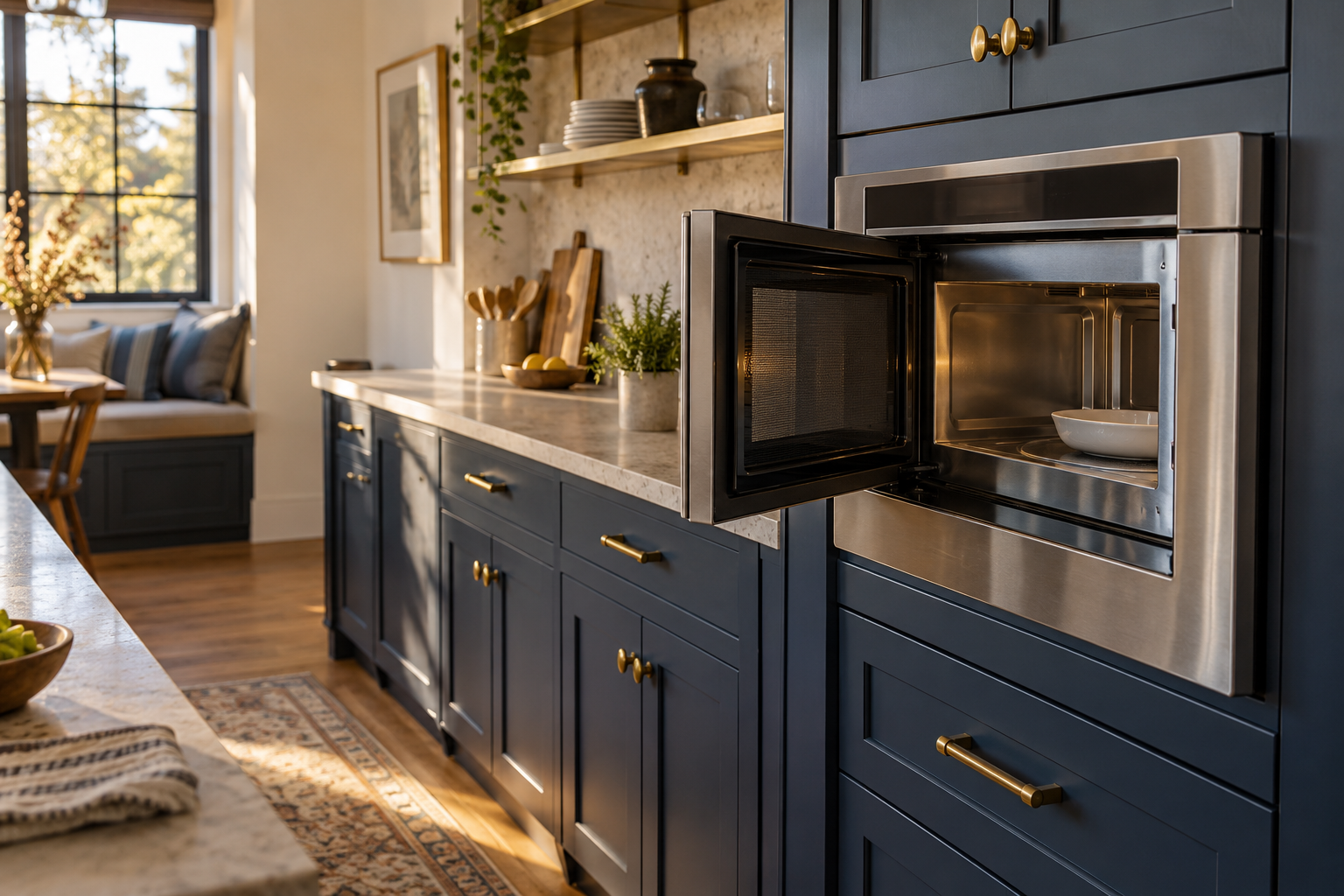 Illustrative Wolf microwave in a residential kitchen — AI image for Sub-Zero Repair New Castle